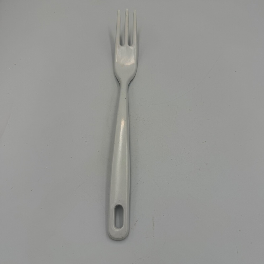 Vintage EKCO White Melamine 3 Prong Kitchen Serving Fork 11.5 Inch